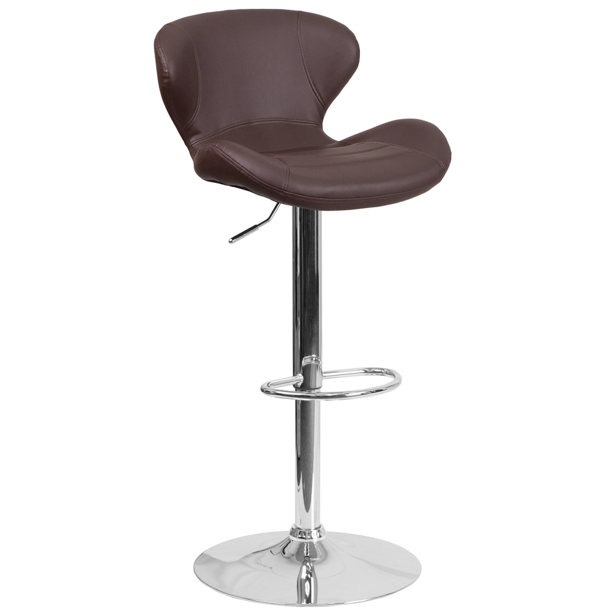Flash Furniture Brown Vinyl Adjustable Height Upholstered Swivel Bar Stool | 889142049067