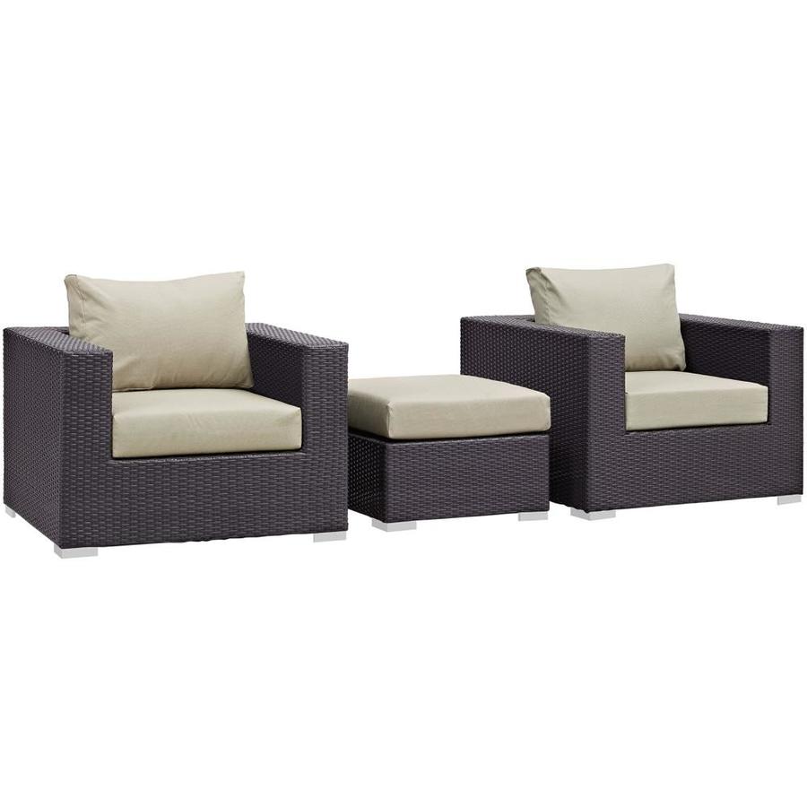 Modway Convene 3-Piece Plastic Frame Patio Conversation Set with Cushions Polyester | EEI-2174-EXP-BEI-SET