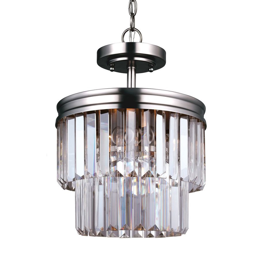 Sea Gull Lighting Carondelet 10.625 in 2 Light Antique Brushed Nickel Crystal Clear Glass Waterfall Chandelier